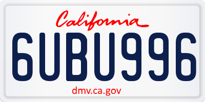 CA license plate 6UBU996