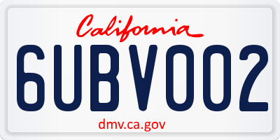 CA license plate 6UBV002