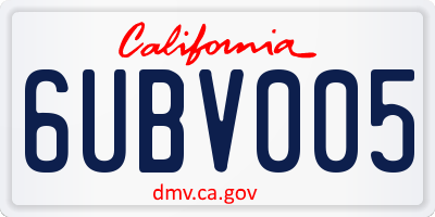 CA license plate 6UBV005