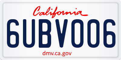 CA license plate 6UBV006