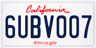 CA license plate 6UBV007