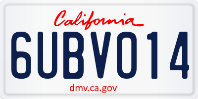 CA license plate 6UBV014