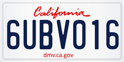 CA license plate 6UBV016