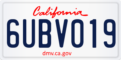 CA license plate 6UBV019