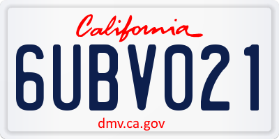 CA license plate 6UBV021