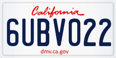 CA license plate 6UBV022