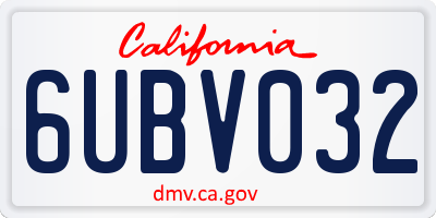 CA license plate 6UBV032
