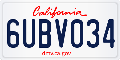 CA license plate 6UBV034