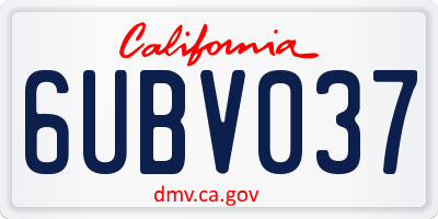 CA license plate 6UBV037