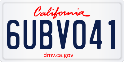 CA license plate 6UBV041