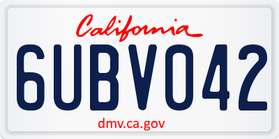 CA license plate 6UBV042