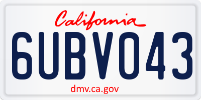 CA license plate 6UBV043