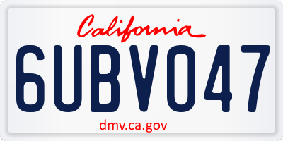 CA license plate 6UBV047