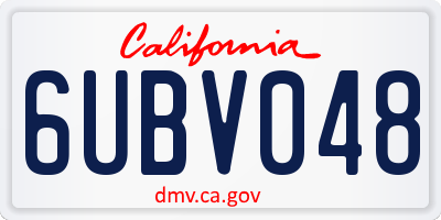 CA license plate 6UBV048
