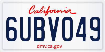 CA license plate 6UBV049
