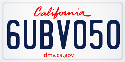 CA license plate 6UBV050