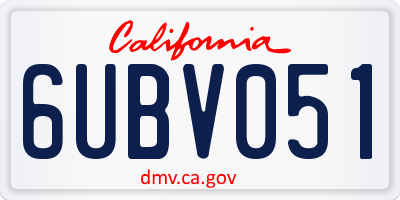 CA license plate 6UBV051