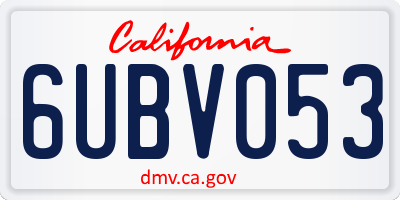 CA license plate 6UBV053