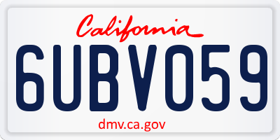 CA license plate 6UBV059