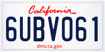 CA license plate 6UBV061