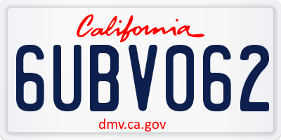 CA license plate 6UBV062