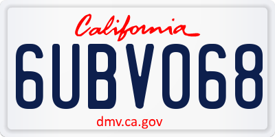 CA license plate 6UBV068