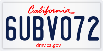CA license plate 6UBV072