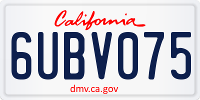 CA license plate 6UBV075