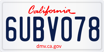 CA license plate 6UBV078