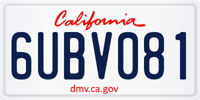 CA license plate 6UBV081