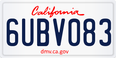 CA license plate 6UBV083