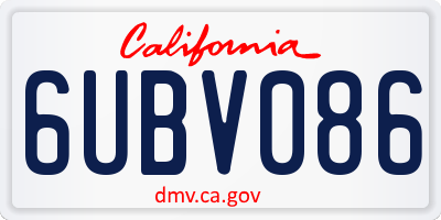 CA license plate 6UBV086