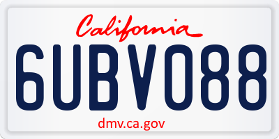 CA license plate 6UBV088