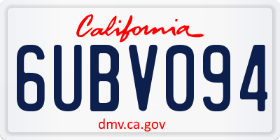 CA license plate 6UBV094