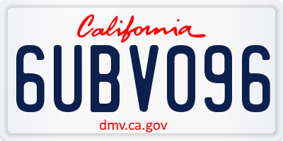 CA license plate 6UBV096