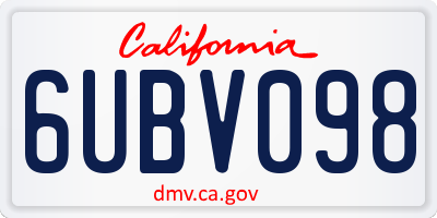 CA license plate 6UBV098