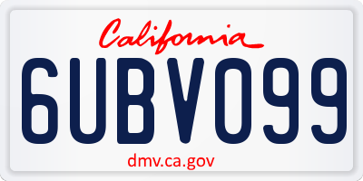 CA license plate 6UBV099