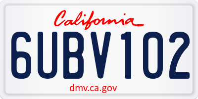 CA license plate 6UBV102