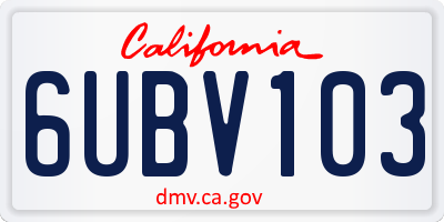 CA license plate 6UBV103
