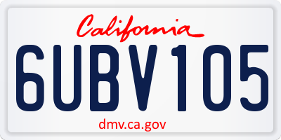 CA license plate 6UBV105