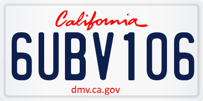 CA license plate 6UBV106
