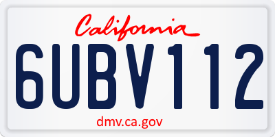 CA license plate 6UBV112