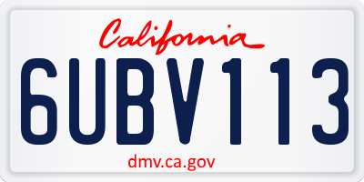 CA license plate 6UBV113