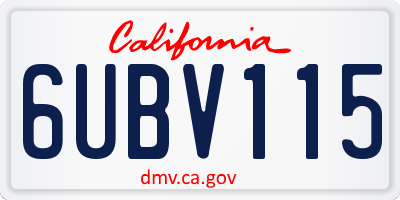 CA license plate 6UBV115