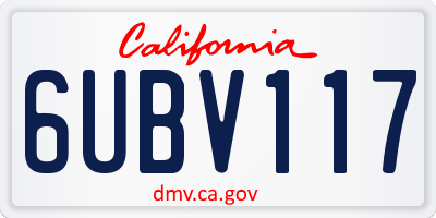 CA license plate 6UBV117