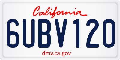 CA license plate 6UBV120