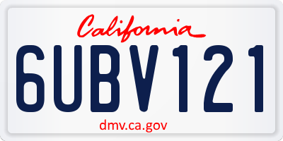 CA license plate 6UBV121