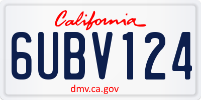 CA license plate 6UBV124