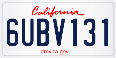 CA license plate 6UBV131