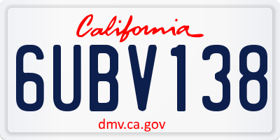 CA license plate 6UBV138
